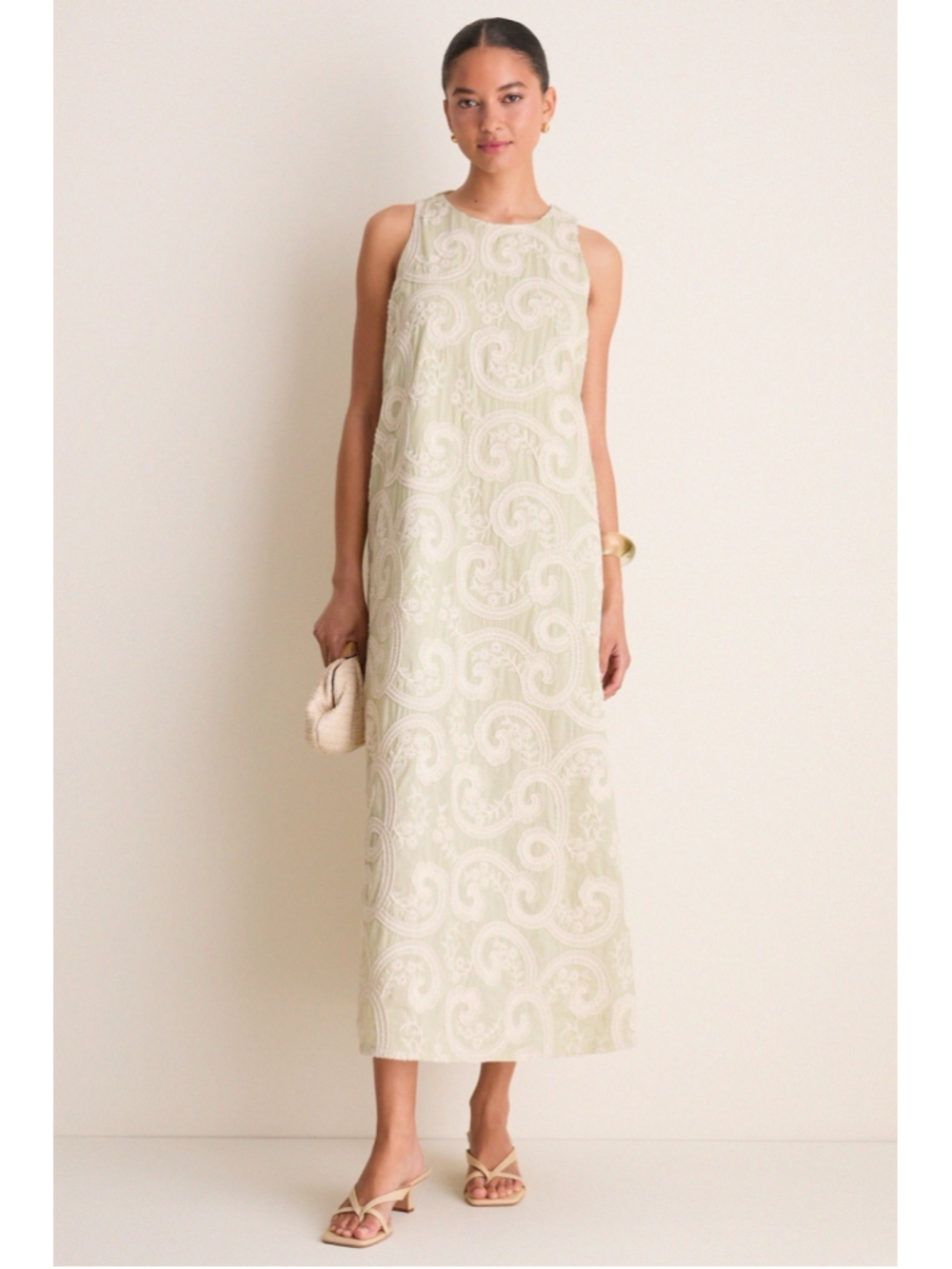 Tuckernuck Celadon Scroll Embroidered Bows Portia Dress Date Night Resort Beach